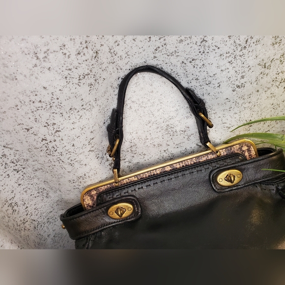 Talbots  100% Genuine Leather Double Turnlock Snakeskin Detail Satchel bag - Picture 4 of 13